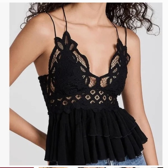 FP one Free People Cami Top Intimatley Black Lace Small S - Picture 2 of 6